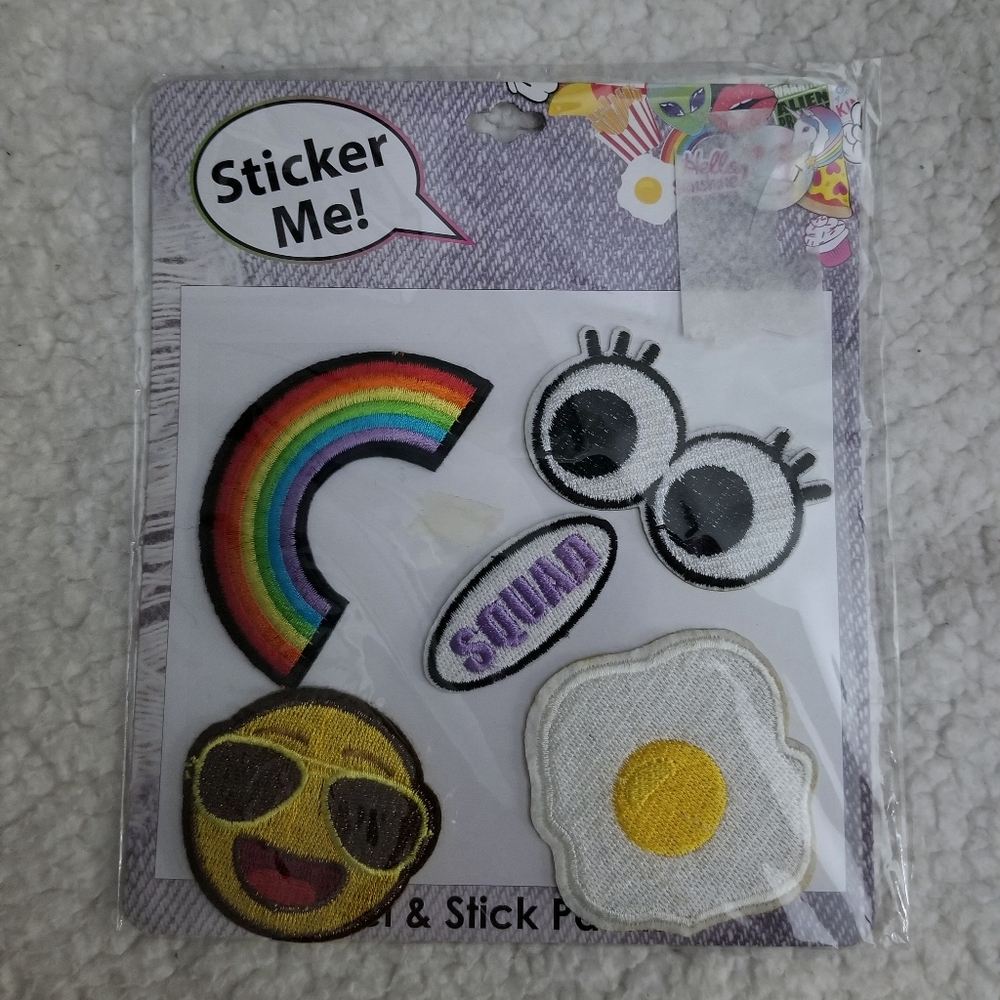 Sticker/Sew On Patches Pack Emoji Squad Rainbow Egg Eyes **CLEARANCE**